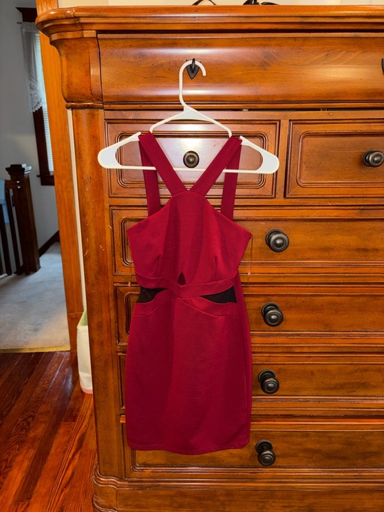 Charlotte Russe Dresses & Skirts - Charlotte Russe Red Bodycon Dress | Mesh Cutout | Size Small